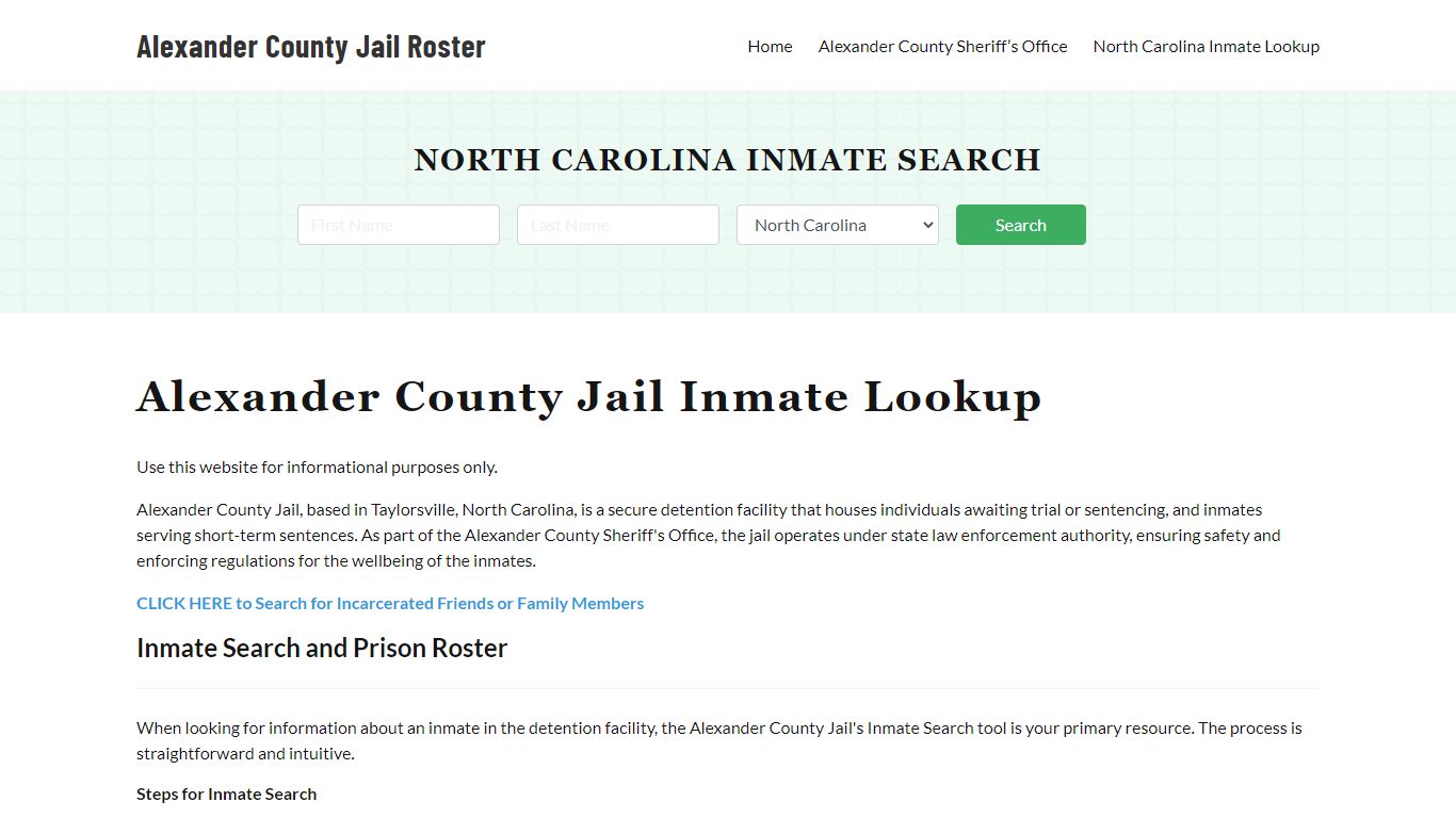 Alexander County Jail Roster Lookup, NC, Inmate Search